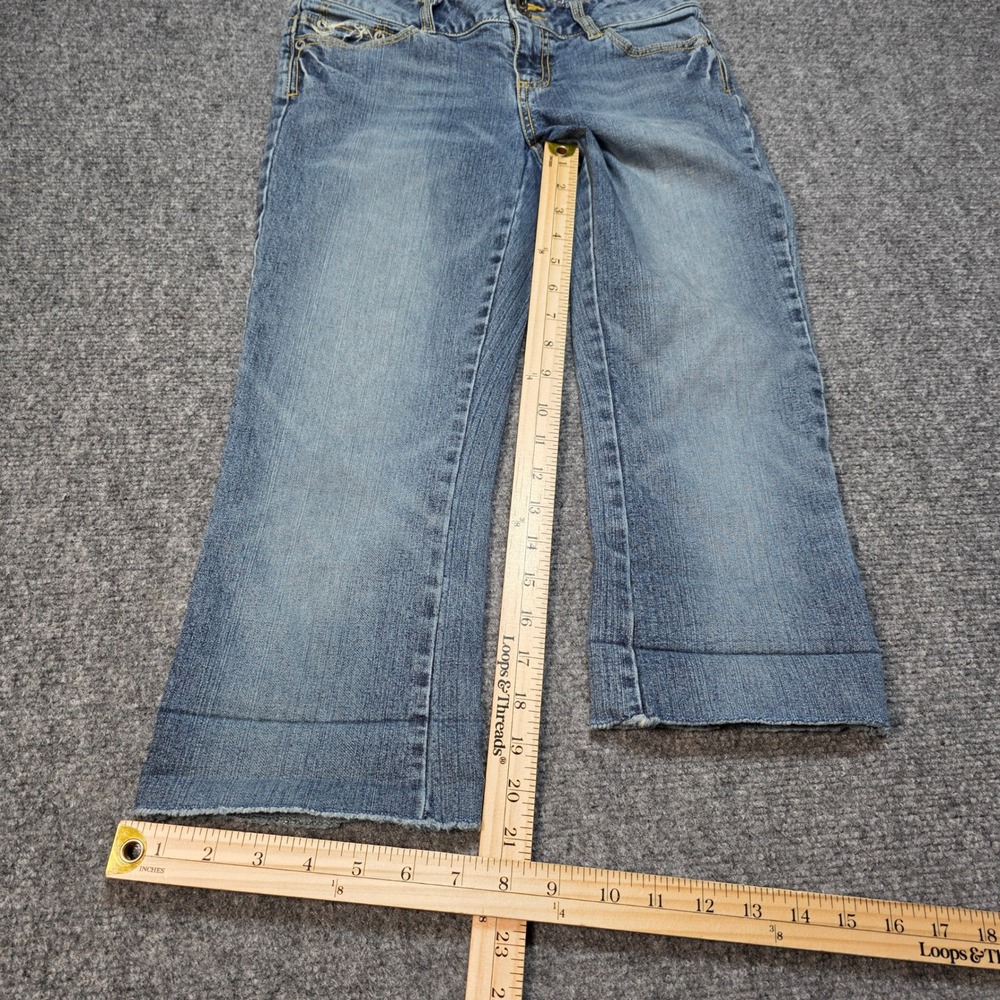 Vtg Y2K Arizona Jean Co Women's Low Rise Flare Jeans Size‎ 1 Distressed Crop - Picture 3 of 7